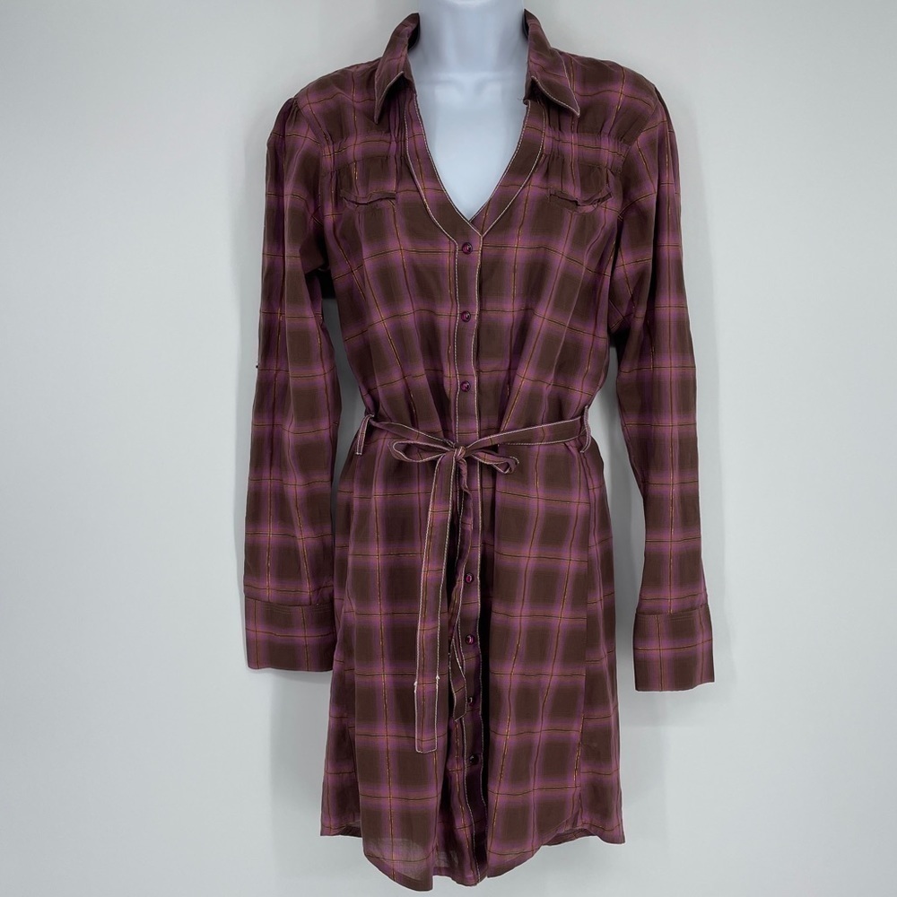 Rock by Wrangler Rolled Sleeve Shirt Dress Women's plaid Snap Front